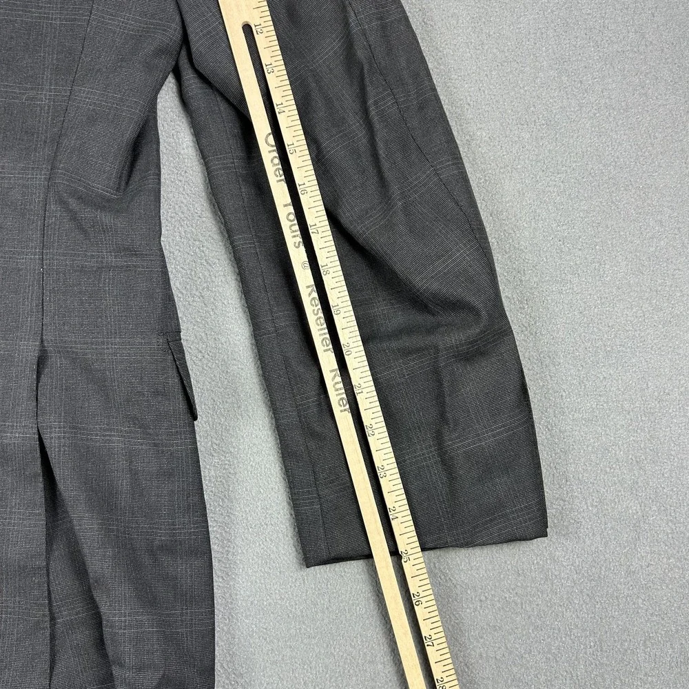 Ermenegildo Zegna Blazer Mens 42R Gray 100% Wool‎ 15 Milmil 15 Plaid 3 Button